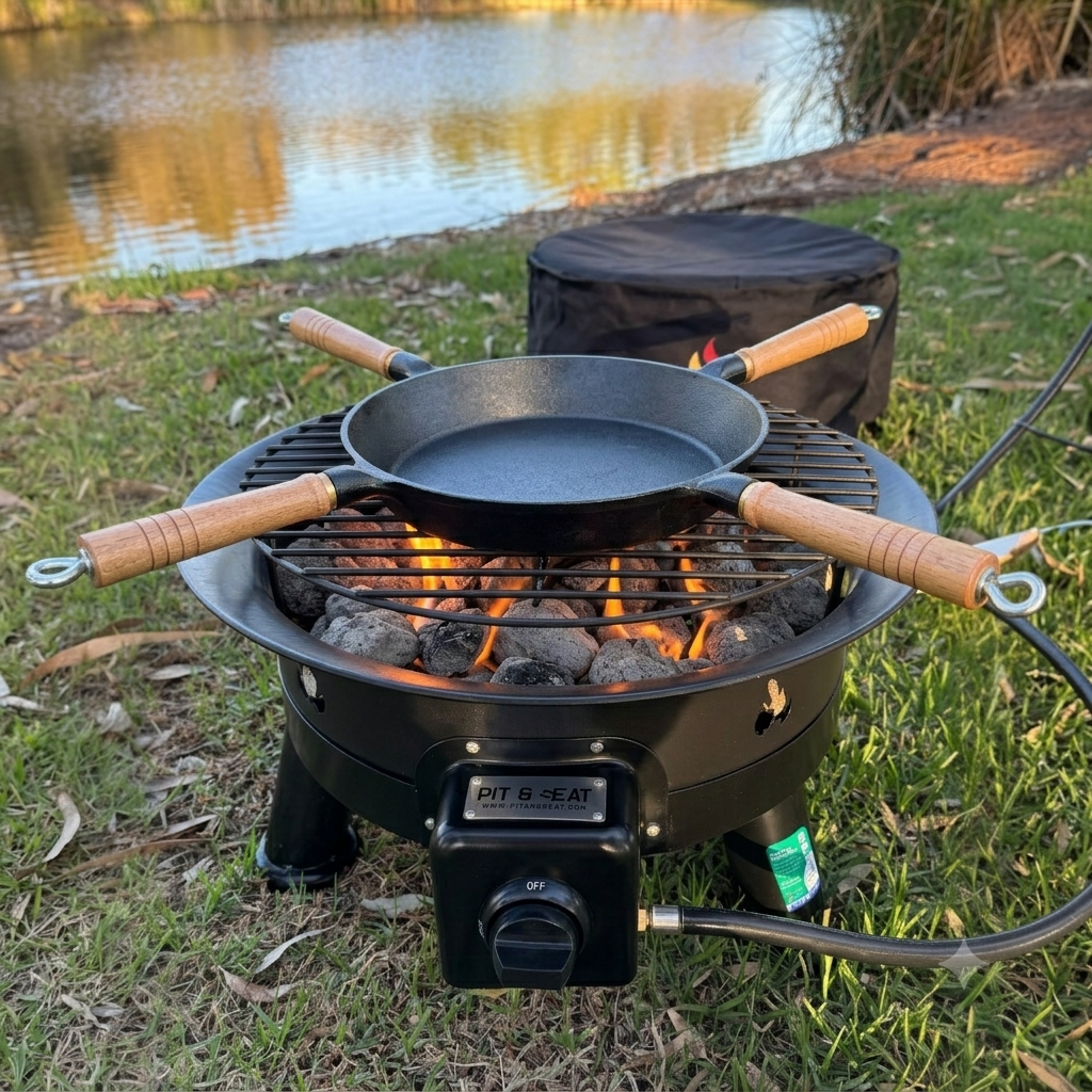 Pit & Seat - 4 Handle Korean BBQ Cast Iron Cooking Pan - COMING IN JULY 2026.