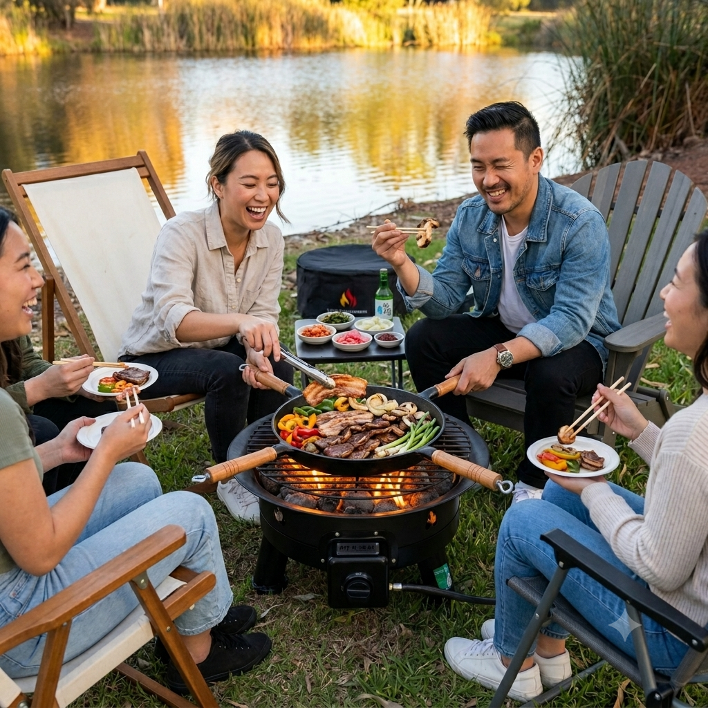 Pit & Seat - 4 Handle Korean BBQ Cast Iron Cooking Pan - COMING IN JULY 2026.