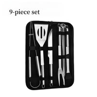 NNEOBA 9-Piece Stainless Steel BBQ Grill Tool Set Silver