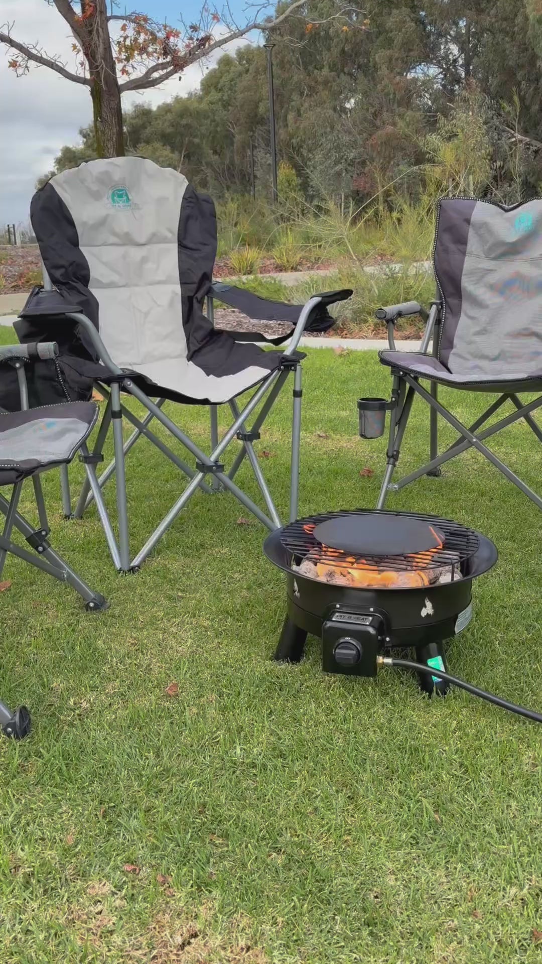 Portable Gas BBQ – AGA Certified | Outdoor Cooking Dual-Use Grill | Pit & Seat